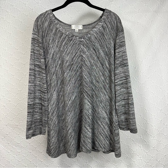 Shannon Ford New York Tops - Shannon Ford New York Women’s Size 2X Gem Lined V-neck Heather 3/4 Sleeve Blouse